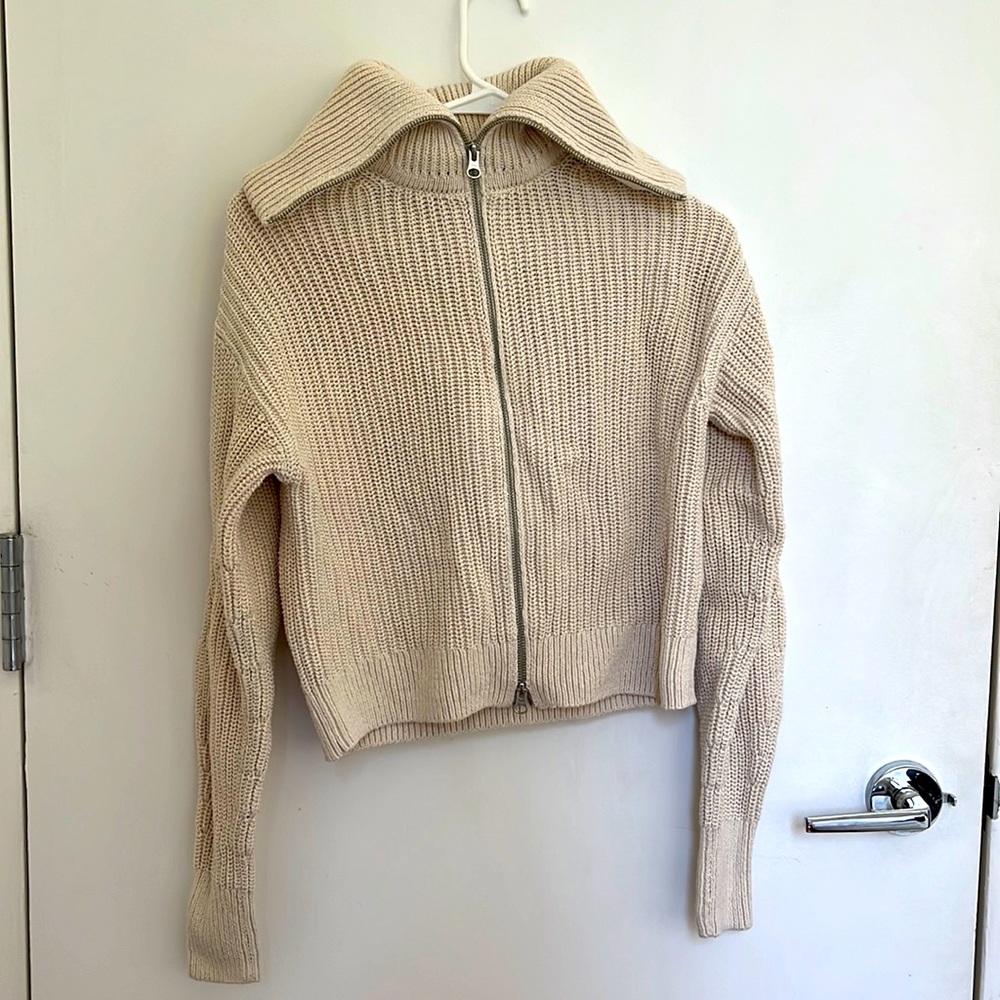 EVERLANE WOMEN’S SMALL ZIP UP KNIT SWEATER